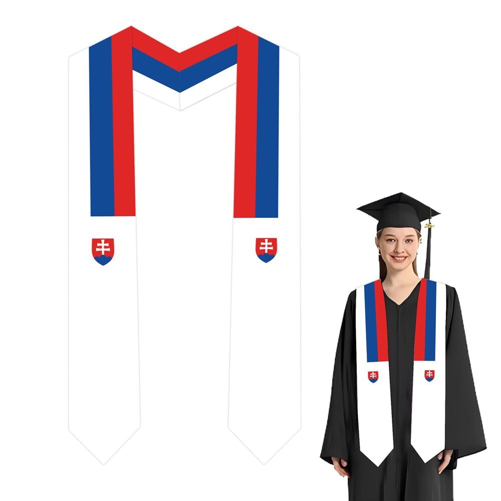 4608 Slovakia National Flag Graduation Stole Embroidery Sash for Study